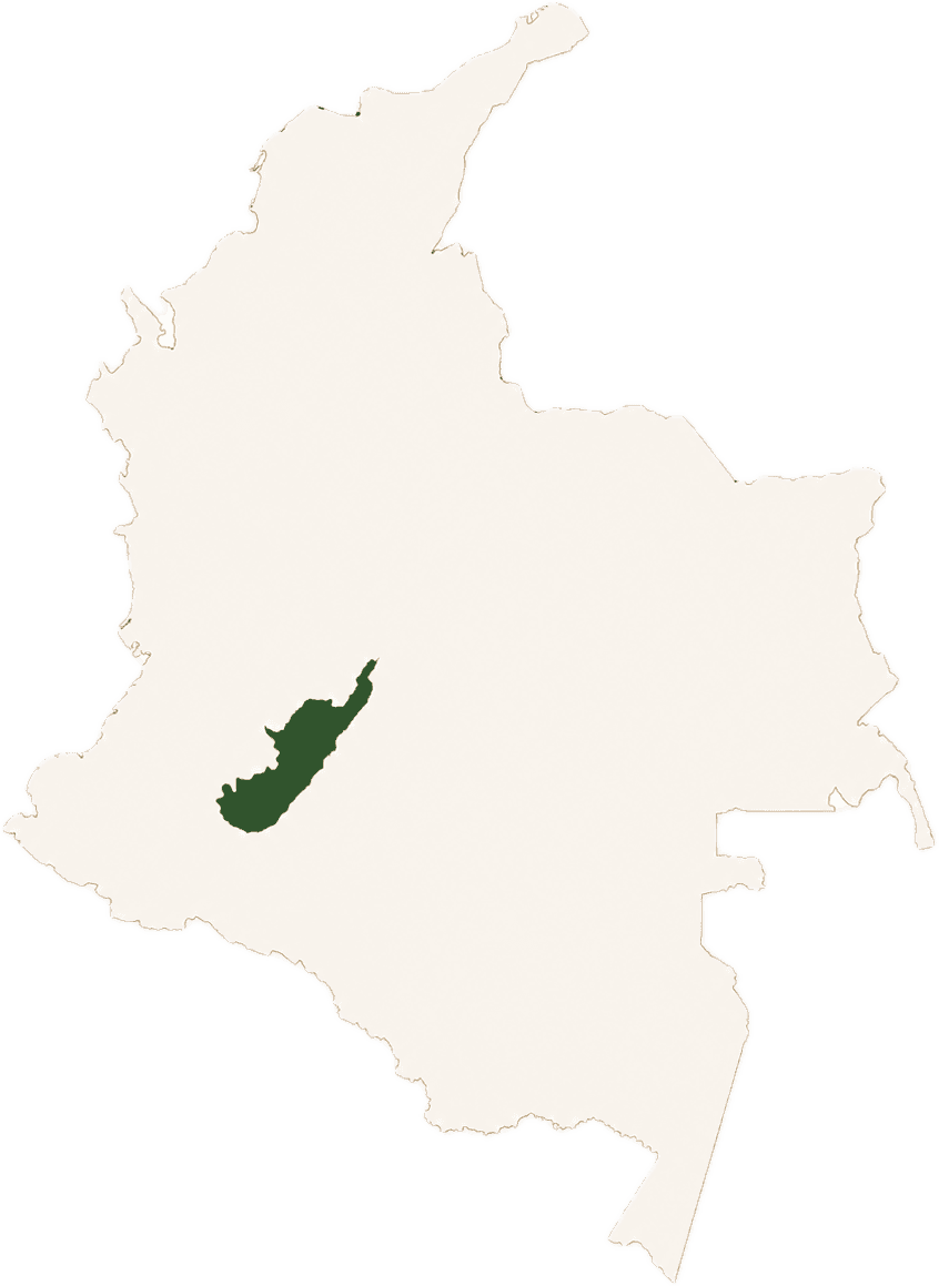 Map of Colombia with the department of Huila highlighted